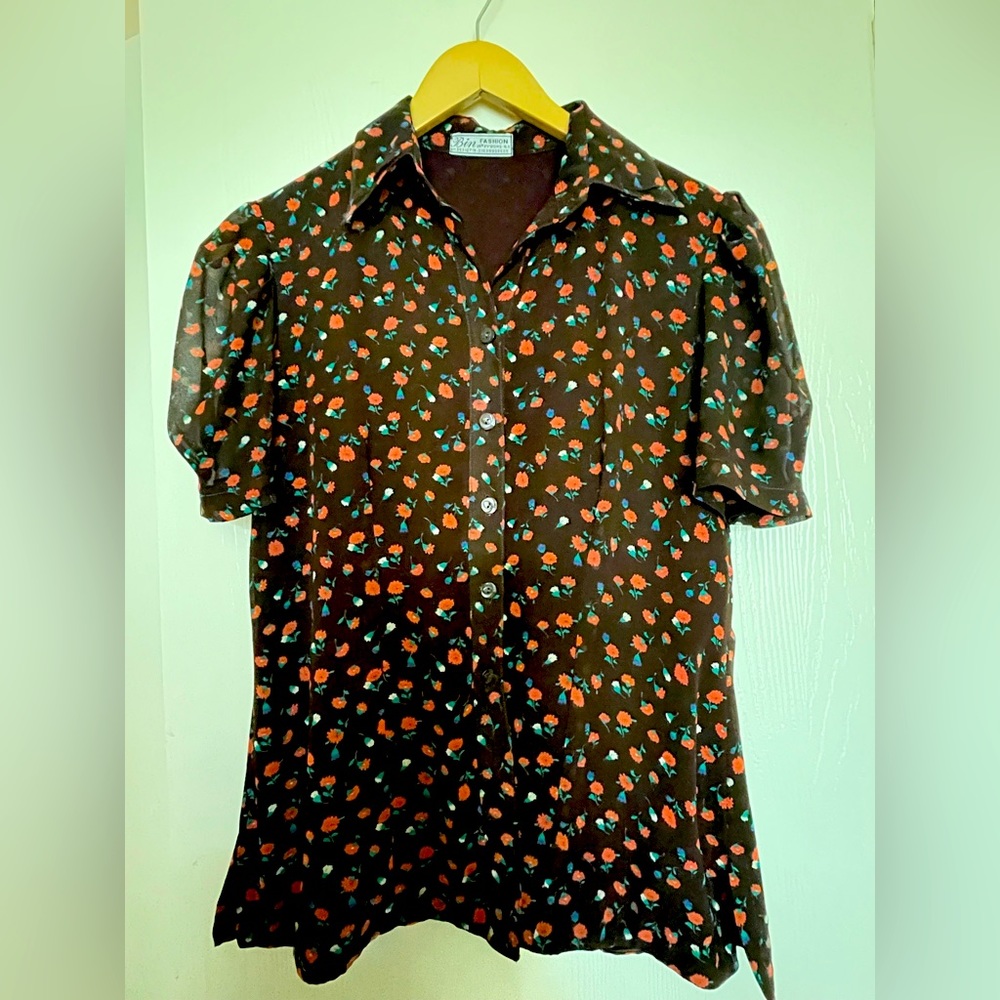 Brown Floral Button Down